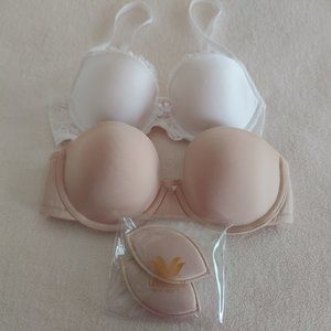 WACOAL STRAPLESS & VS DREAM ANGELS T-SHIRT BRA 32C